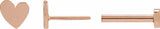 14K Rose 4 mm Asymmetrical Heart Earrings