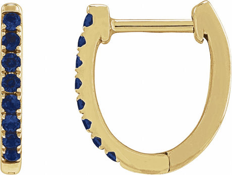 14K Yellow Gold Lab-Grown Blue Sapphire 12.95 mm Hoop Earrings