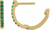 14K Yellow Gold Lab-Grown Emerald 12.95 mm Hoop Earrings