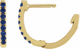 14K Yellow Gold Lab-Grown Blue Sapphire 12.95 mm Hoop Earrings
