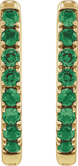 14K Yellow Gold Lab-Grown Emerald 12.95 mm Hoop Earrings
