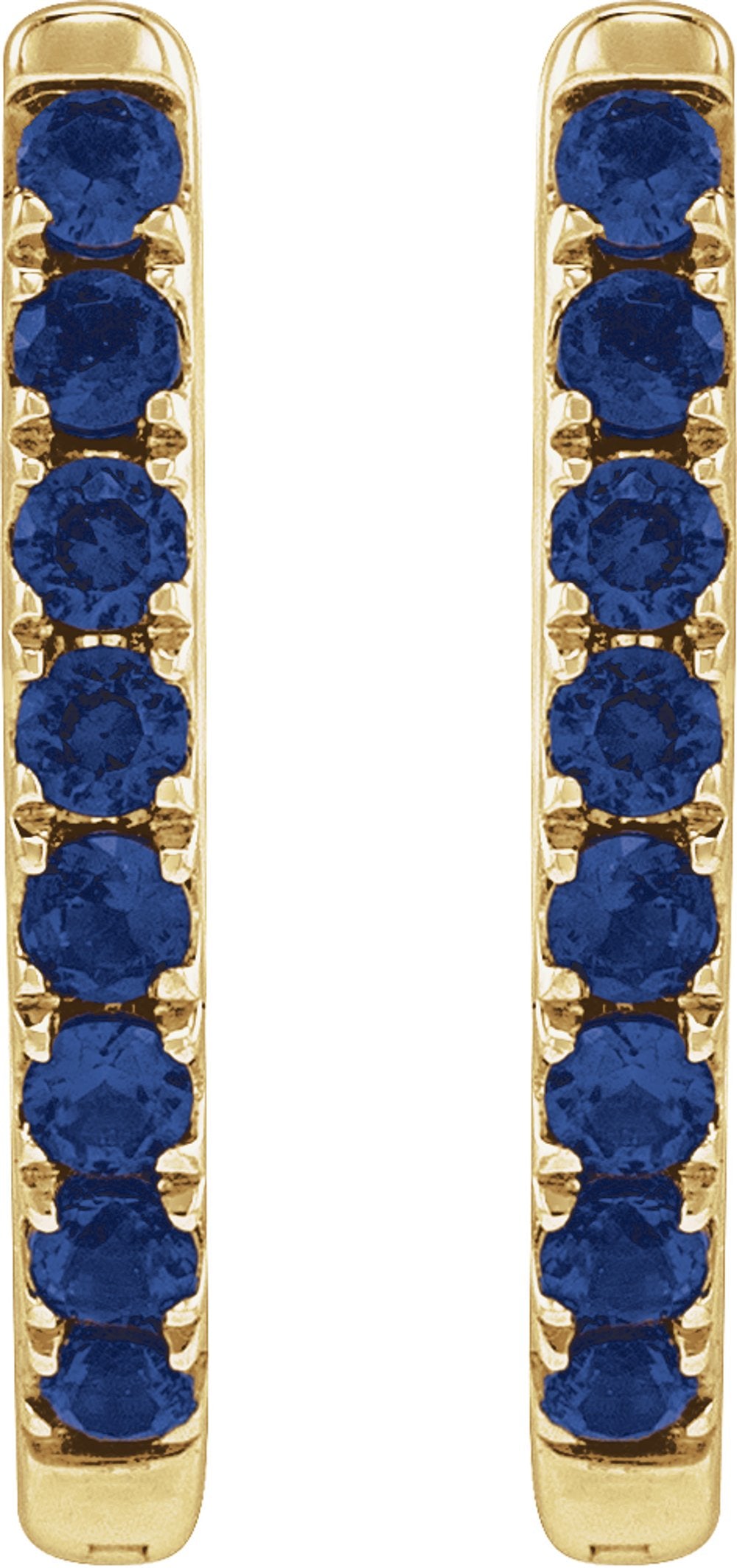 14K Yellow Gold Lab-Grown Blue Sapphire 12.95 mm Hoop Earrings