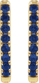 14K Yellow Gold Lab-Grown Blue Sapphire 12.95 mm Hoop Earrings