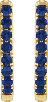 14K Yellow Gold Lab-Grown Blue Sapphire 12.95 mm Hoop Earrings