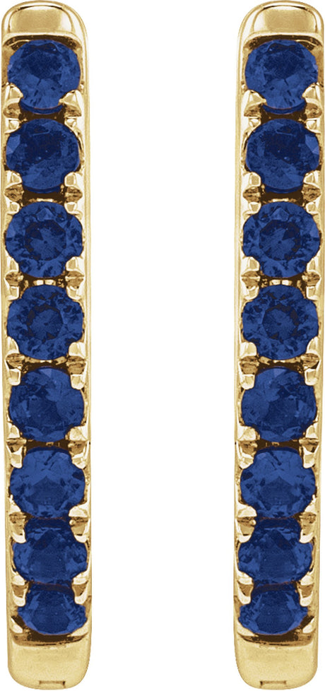 14K Yellow Gold Lab-Grown Blue Sapphire 12.95 mm Hoop Earrings