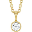 14K Yellow Gold 1/10 CT Natural Diamond Bezel-Set Solitaire 16-18" Necklace