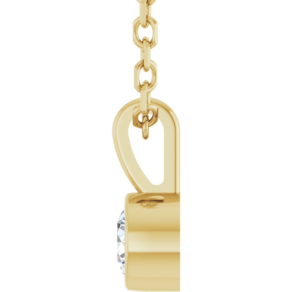 14K Yellow Gold 1/10 CT Natural Diamond Bezel-Set Solitaire 16-18" Necklace