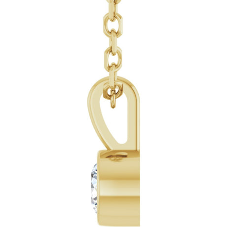 14K Yellow Gold 1/10 CT Natural Diamond Bezel-Set Solitaire 16-18" Necklace