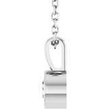14K White Gold 1/4 CT Natural Diamond Bezel-Set Solitaire 16-18" Necklace