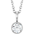 14K White 1/4 CT Lab-Grown Diamond Bezel-Set Solitaire 16-18" Necklace
