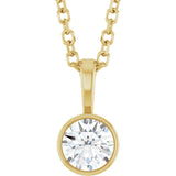 14K Yellow 1/4 CT Natural Diamond Bezel-Set Solitaire 16-18" Necklace