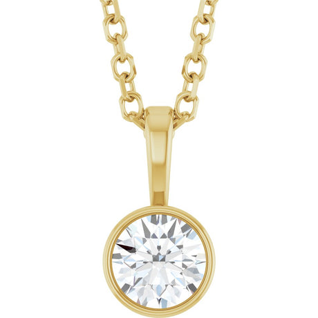 14K Yellow 1/4 CT Natural Diamond Bezel-Set Solitaire 16-18" Necklace