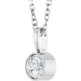 14K White 1/4 CT Lab-Grown Diamond Bezel-Set Solitaire 16-18" Necklace