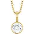 14K Yellow Gold 1/3 CT Lab-Grown Diamond Bezel-Set Solitaire 16-18" Necklace