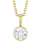 14K Yellow Gold 1/3 CT Lab-Grown Diamond Bezel-Set Solitaire 16-18" Necklace