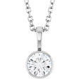 14K White Gold 1/3 CT Lab-Grown Diamond Bezel-Set Solitaire 16-18" Necklace