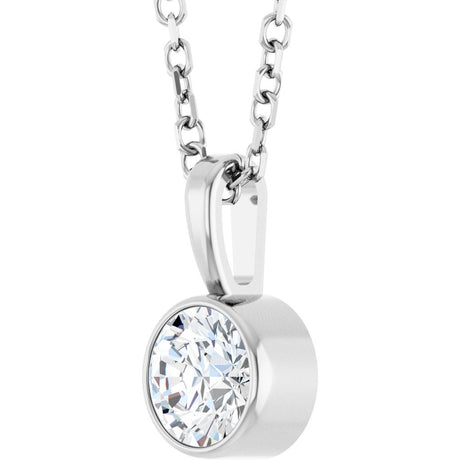 14K White Gold 1/3 CT Lab-Grown Diamond Bezel-Set Solitaire 16-18" Necklace