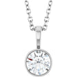 14K White Gold 1/2 CT Lab-Grown Diamond Bezel-Set Solitaire 16-18" Necklace