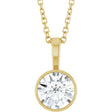 14K Yellow Gold 9/10 CT Lab-Grown Diamond Bezel-Set Solitaire 16-18" Necklace