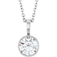 14K White Gold 5/8 CT Lab-Grown Diamond Bezel-Set Solitaire 16-18" Necklace