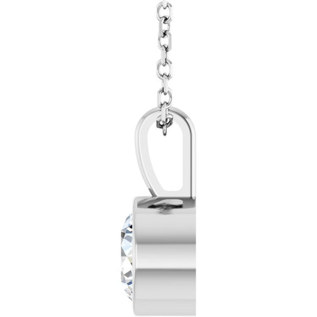 14K White Gold 5/8 CT Lab-Grown Diamond Bezel-Set Solitaire 16-18" Necklace