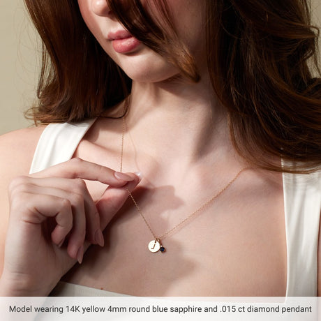 14K Yellow Gold Natural Mozambique Garnet & .02 CT Natural Diamond Charm/Pendant