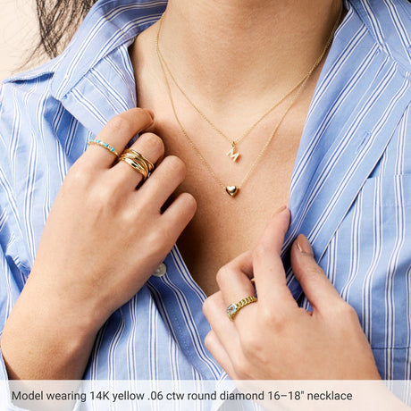 14K White Gold .03 CTW Natural Diamond Petite Initial L 16-18" Necklace