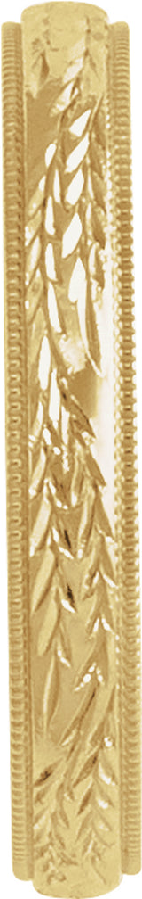14K Yellow Gold 3 mm Hand-Engraved Band Size 7