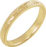 14K Yellow Gold 3 mm Hand-Engraved Band Size 7