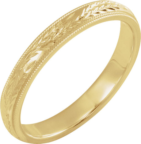14K Yellow Gold 3 mm Hand-Engraved Band Size 7