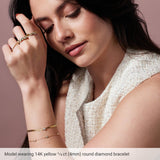 14K Yellow Natural Pink Tourmaline Link 7" Bracelet