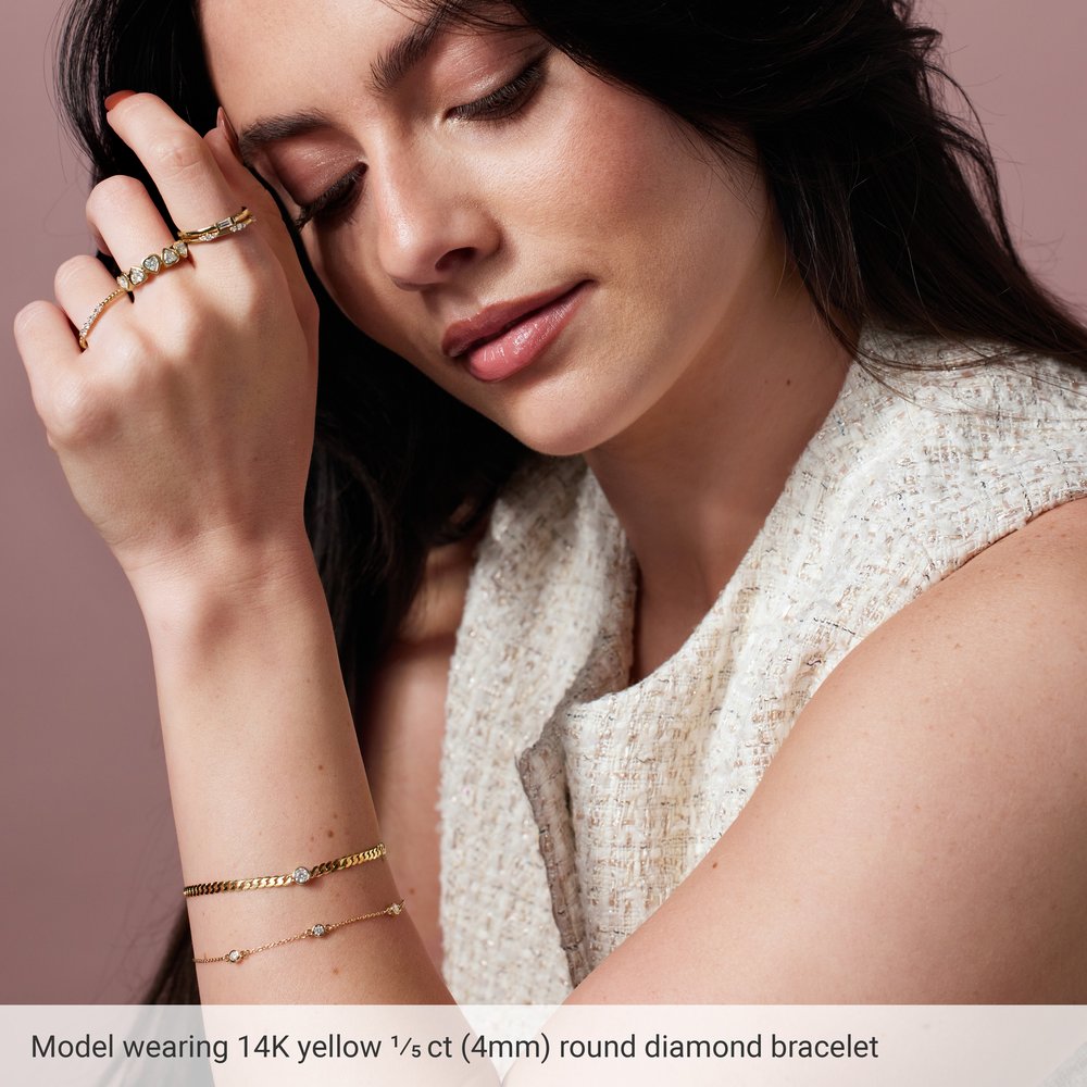 14K Yellow .07 CT Lab-Grown Diamond Link 7" Bracelet