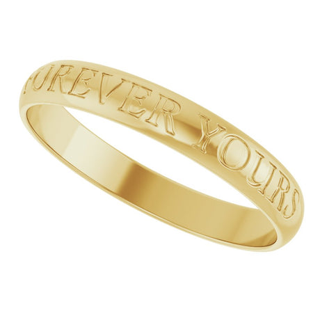 14K Yellow Gold 3 mm Ultra-Lightweight Forever Yours Engraved Half Round Band Size 7
