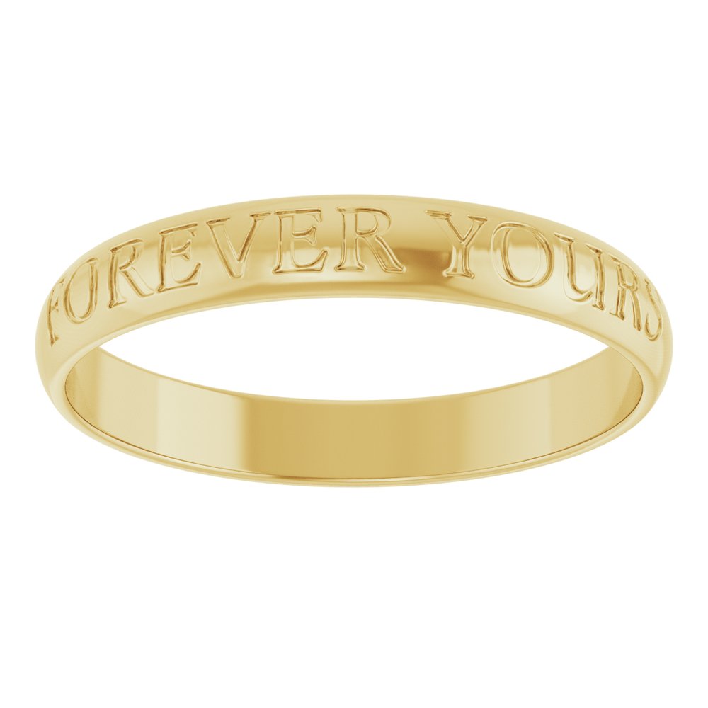 14K Yellow Gold 3 mm Ultra-Lightweight Forever Yours Engraved Half Round Band Size 7