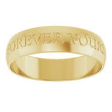 14K Yellow Gold 5 mm Ultra-Lightweight Forever Yours Engraved Half Round Band Size 10