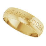 14K Yellow Gold 5 mm Ultra-Lightweight Forever Yours Engraved Half Round Band Size 10