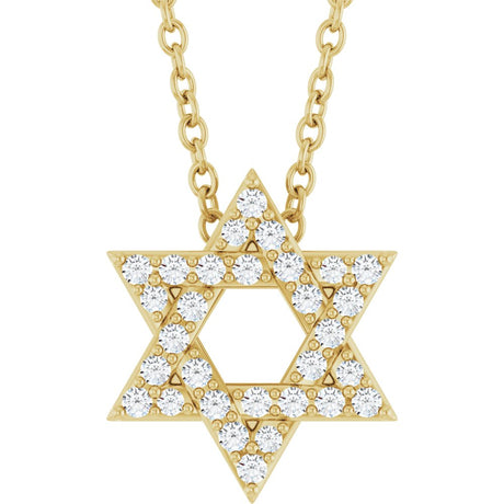 14K Yellow 1/10 CTW Natural Diamond Star of David 16-18" Necklace