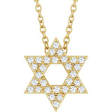 14K Yellow Gold 1/10 CTW Natural Diamond Star of David 16-18" Necklace