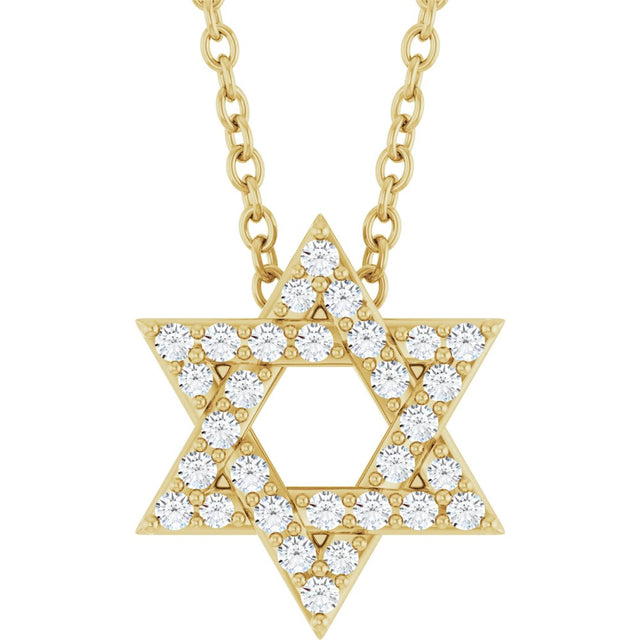 14K Yellow Gold 1/10 CTW Natural Diamond Star of David 16-18" Necklace