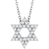 14K White Gold 1/10 CTW Natural Diamond Star of David 16-18" Necklace