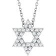 14K White Gold 1/10 CTW Natural Diamond Star of David 16-18" Necklace