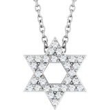 14K White Gold 1/10 CTW Natural Diamond Star of David 16-18" Necklace