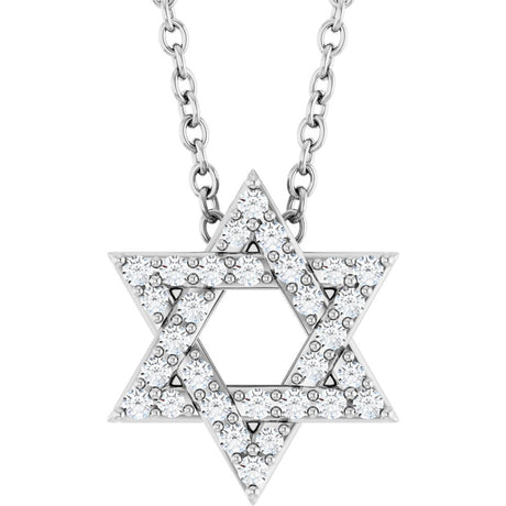 14K White 1/10 CTW Natural Diamond Star of David 16-18" Necklace