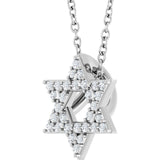 14K White Gold 1/10 CTW Natural Diamond Star of David 16-18" Necklace