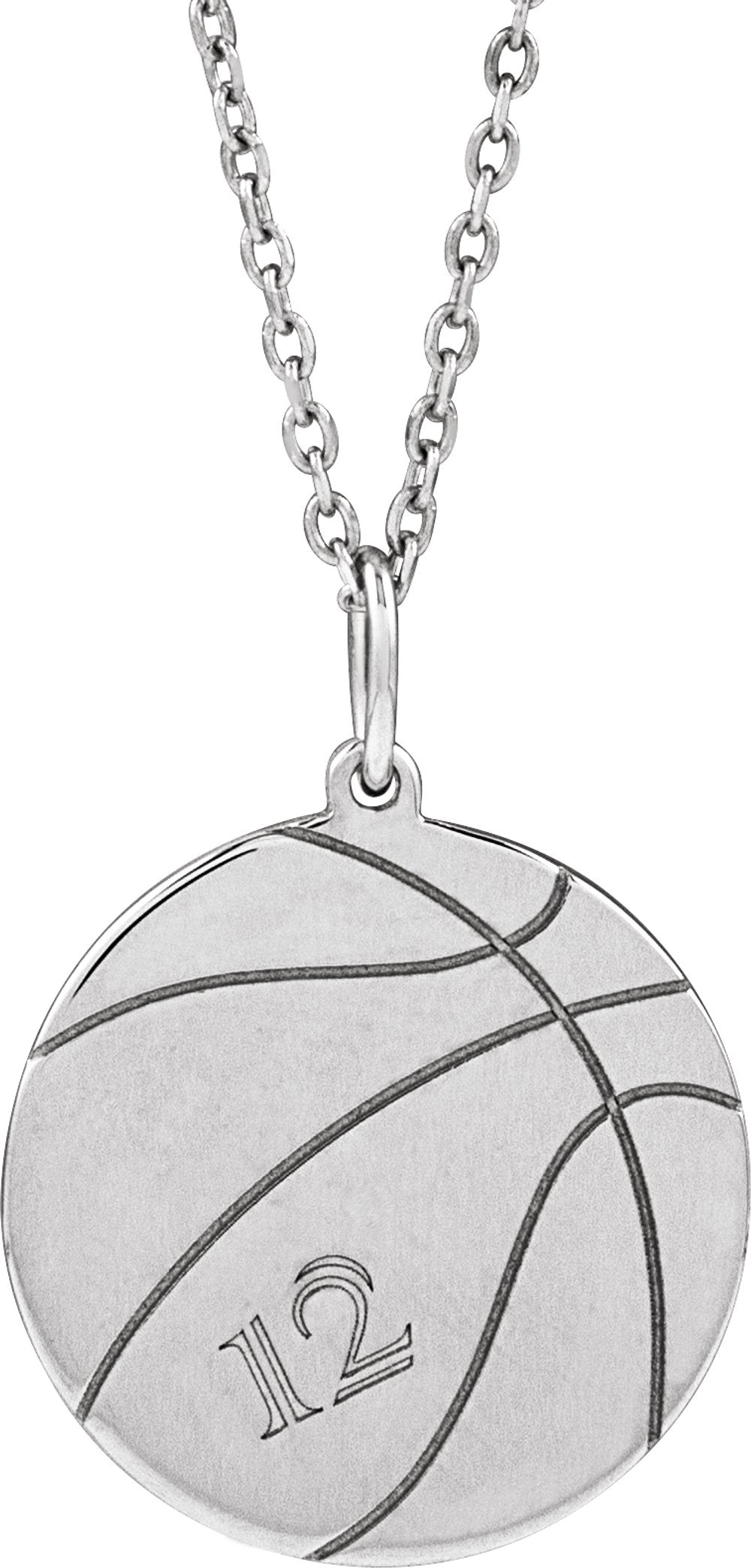 Sterling Silver Engravable Basketball 16-18" Necklace