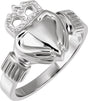 14K White Gold 14.5x10.5 mm Ladies Claddagh Band