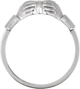 14K White Gold 14.5x10.5 mm Ladies Claddagh Band