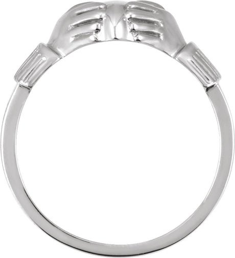 14K White Gold 14.5x10.5 mm Ladies Claddagh Band