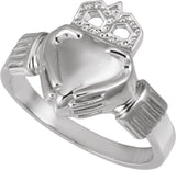 14K White Gold 14.5x10.5 mm Ladies Claddagh Band