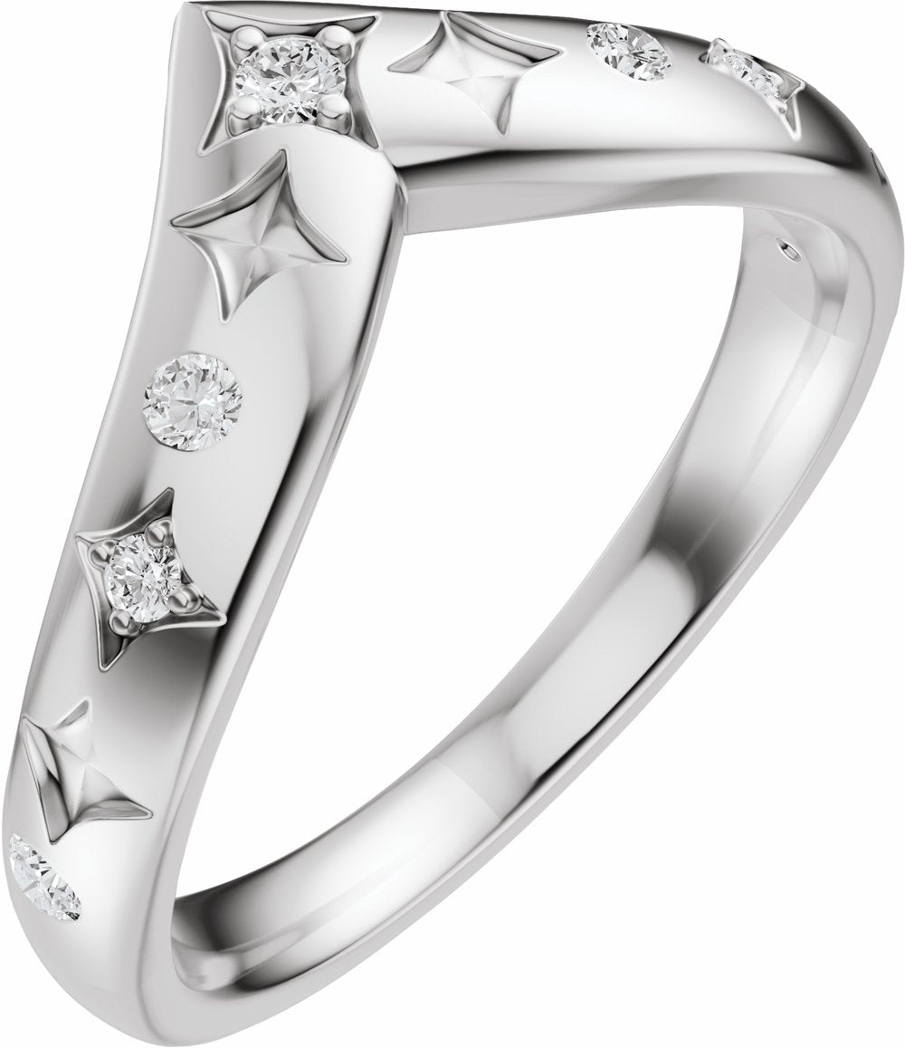 14K White Gold 1/8 CTW Natural Diamond Contour Band